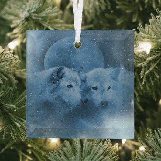 Kerst Wildlife Wolf Wolven Glas Ornament (Insitu)