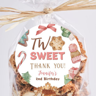 Kerst Winter 2e Verjaardag Meisje Schattige Cookie Ronde Sticker