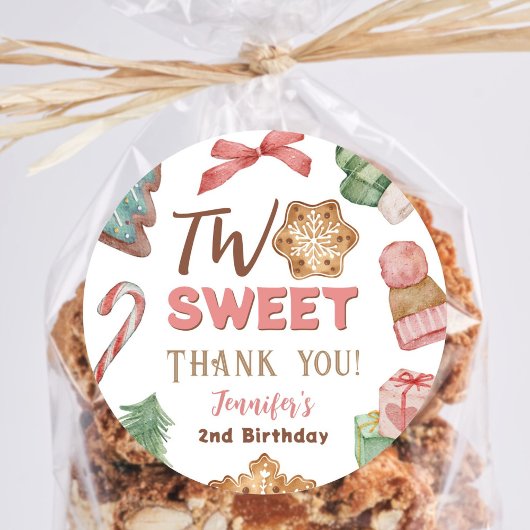 Kerst Winter 2e Verjaardag Meisje Schattige Cookie Ronde Sticker