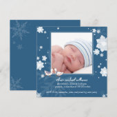 Kerst Winter Baby Boy Blauw Geboorteaankondiging Aankondiging (Voorkant / Achterkant)