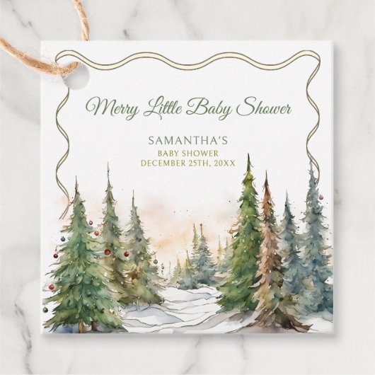 Kerst Winter Baby Shower  Bedankjes Labels (Voorkant)