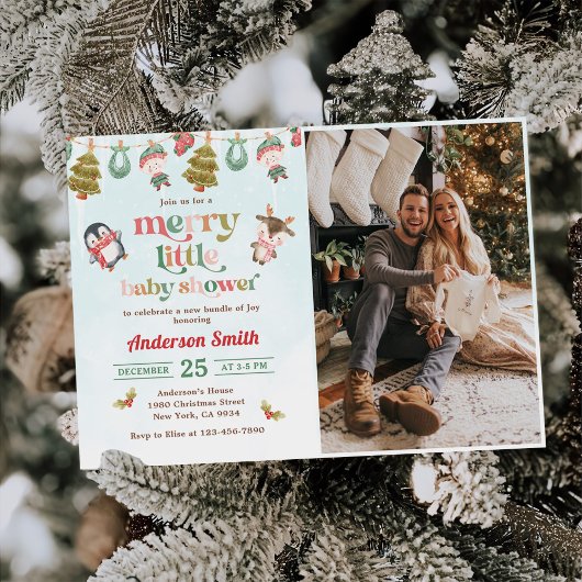 Kerst Winter Baby Shower Foto Kaart