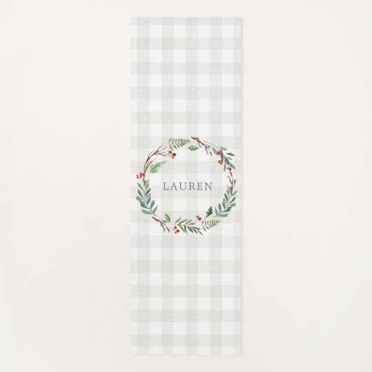 Kerst Winter Berries Krans Custom Naam Yogamat (Voorkant)
