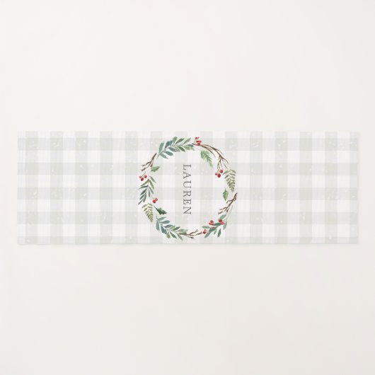 Kerst Winter Berries Krans Custom Naam Yogamat (Voorkant (horizontaal))