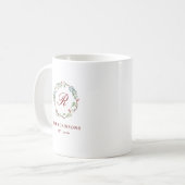 Kerst Winter Berry Krans Familienaam Monogram Koffiemok (Voorkant links)