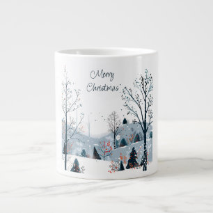 Kerst winter besneeuwd landschap Vrolijk kerstfees Grote Koffiekop