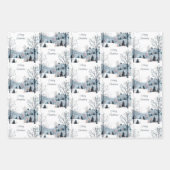 Kerst winter besneeuwd landschap Vrolijk kerstfees Inpakpapier Vel (Voorkant 3)