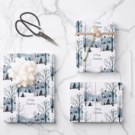 Kerst winter besneeuwd landschap Vrolijk kerstfees Inpakpapier Vel