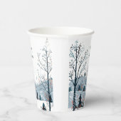 Kerst winter besneeuwd landschap Vrolijk kerstfees Papieren Bekers (Rechts)