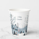 Kerst winter besneeuwd landschap Vrolijk kerstfees Papieren Bekers (Voorkant)