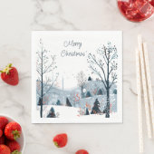 Kerst winter besneeuwd landschap Vrolijk kerstfees Servet (Insitu)