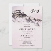 Kerst winter besneeuwde berg roze bruiloft foto kaart (Voorkant)