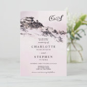 Kerst winter besneeuwde berg roze bruiloft foto kaart (Staand voorkant)