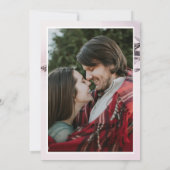 Kerst winter besneeuwde berg roze bruiloft foto kaart (Achterkant)