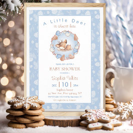 Kerst Winter Blauw Herten Pine Cone Baby shower Kaart