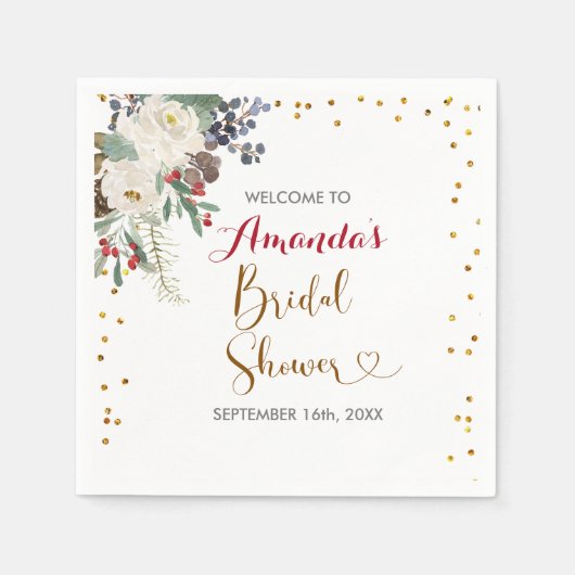 Kerst-winter bloem bruiloft servet (Voorkant)