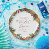 Kerst Winter Bloemachtige Bruiloftsborrel Papieren Bordje (Feest)