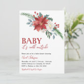 Kerst Winter Bloemen Baby shower Kaart (Staand voorkant)