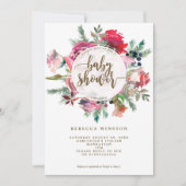 Kerst Winter Bloemen baby shower Uitnodiging (Voorkant)