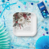 Kerst Winter Bloemen Bijbel Christelijke bruiloft Papieren Bordje (Feest)