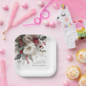 Kerst Winter Bloemen Bijbel Christelijke bruiloft Papieren Bordje (Feest)