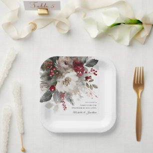 Kerst Winter Bloemen Bijbel Christelijke bruiloft Papieren Bordje