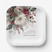 Kerst Winter Bloemen Bijbel Christelijke bruiloft Papieren Bordje (Voorkant)