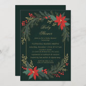 Kerst Winter Bloemen Groen Goud Baby shower Kaart (Voorkant / Achterkant)