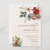 Kerst Winter Bloemen | Kerst Huwelijk Kaart (Voorkant)