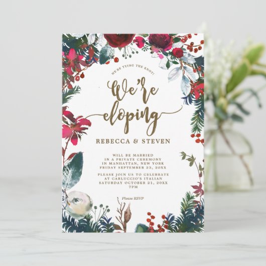 kerst winter bloemen modern weglopen kaart (Staand voorkant)