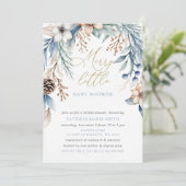 Kerst Winter Bloemen Vrolijk Klein Baby shower Kaart (Staand voorkant)