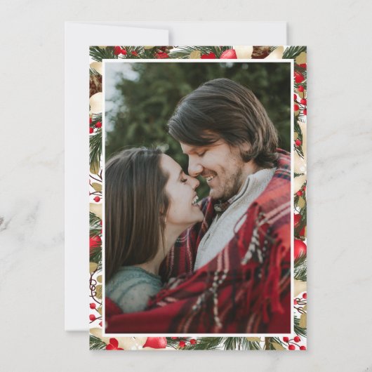 Kerst winter bloemenbruiloftsfoto waterverf kaart (Achterkant)