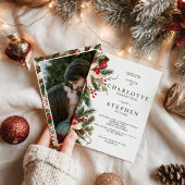 Kerst winter bloemenbruiloftsfoto waterverf kaart