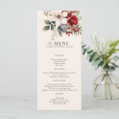 Kerst Winter Bloemige Elegante Trouwmenu (Staand voorkant)