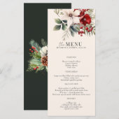 Kerst Winter Bloemige Elegante Trouwmenu (Voorkant / Achterkant)