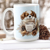 Kerst Winter Blue Cavalier King Charles Large Koffiemok
