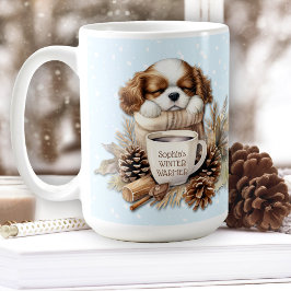 Kerst Winter Blue Cavalier King Charles Large Koffiemok