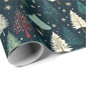 Kerst Winter Bos Donker Patroon Cadeaus Cadeaupapier (Rol Hoek)