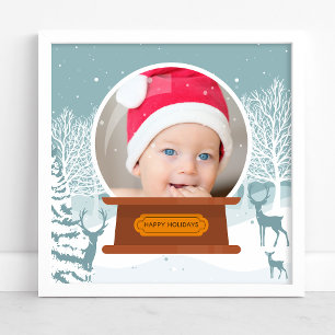 Kerst Winter Bos Foto Sneeuwbol Poster