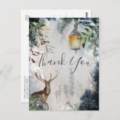 Kerst Winter Bos Scene Dank Je Kaart Ansichtkaart (Voorkant / Achterkant)