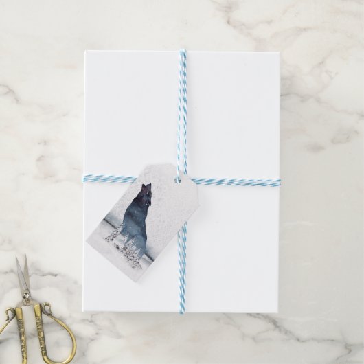 Kerst Winter Bos Wolf Cadeaulabel (Met Touw)