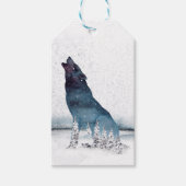 Kerst Winter Bos Wolf Cadeaulabel (Voorkant)