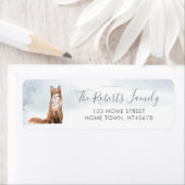 Kerst Winter Boslandschap Vos Etiket (Insitu)