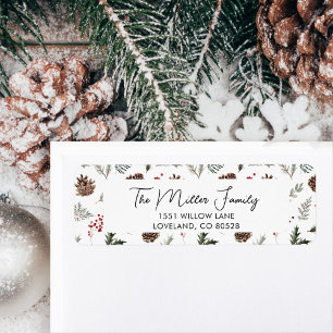 Kerst Winter Botanicals Pine Retouradres Etiket