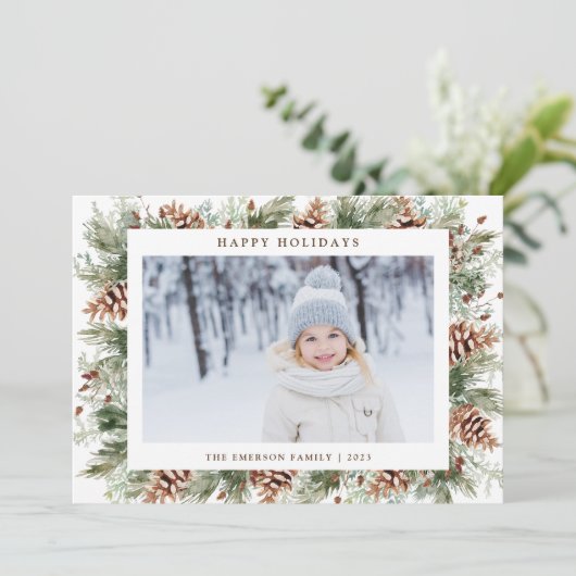 Kerst Winter Botanische Kerstkaart (Staand voorkant)