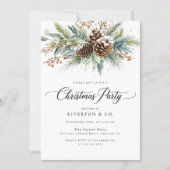 Kerst Winter Botanische Waterverf Feest Kaart (Voorkant)