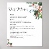 Kerst Winter Bruiloft Bar Menu Poster (Voorkant)