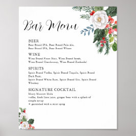 Kerst Winter Bruiloft Bar Menu Poster