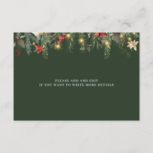 Kerst Winter Bruiloft Details Behuizing Kaart (Achterkant)