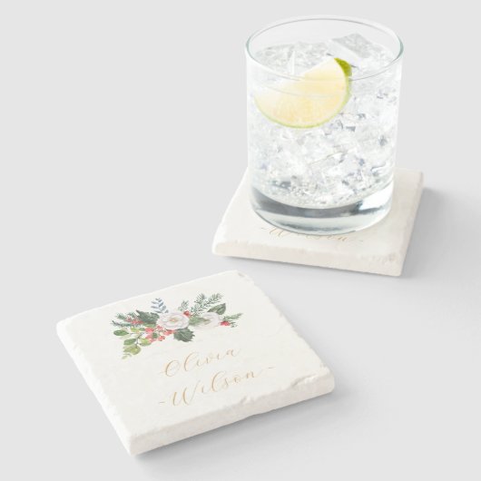 Kerst Winter Bruiloft Feest Stenen Onderzetter (Zijkant)